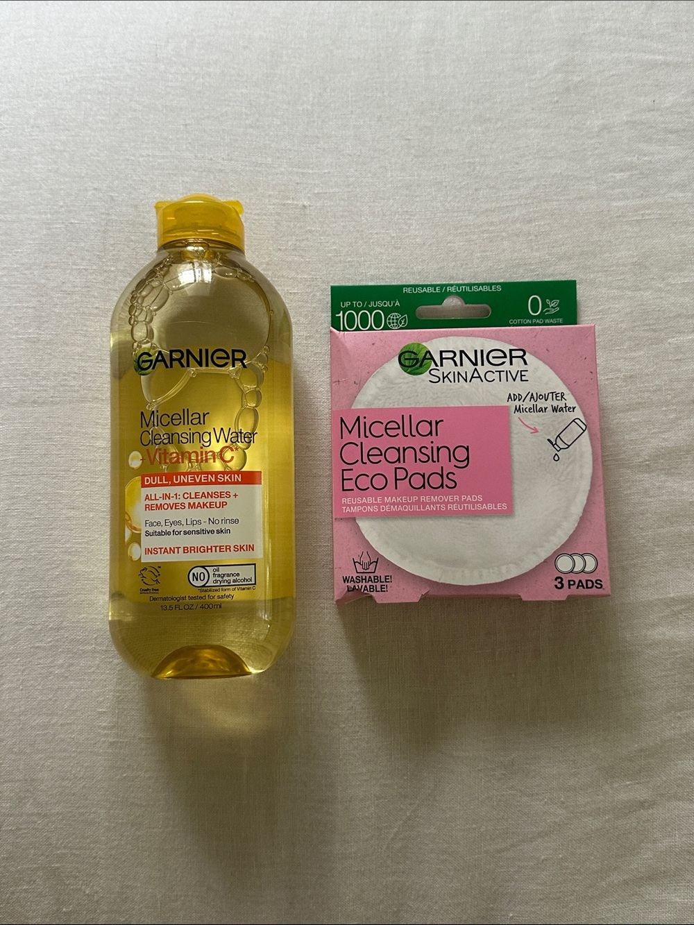 Garnier Micellar Cleansing Water with Pink Eco Pads Set